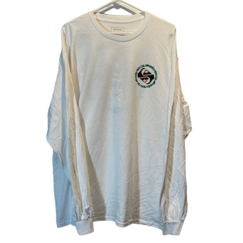 Men's Quicksilver White Graphic Iconic L/S Double Sided Shirt Size XL EUC #4411
